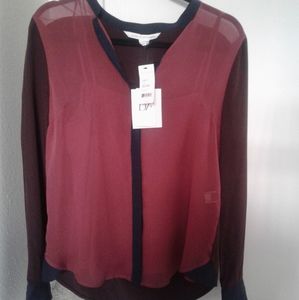 Diane Von Furstenberg Silk Long Sleeve Blouse